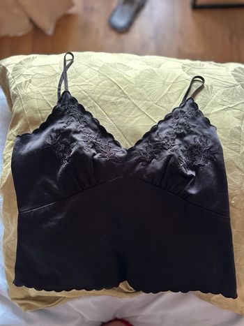 Caraco noir satiné Zara – Bretelles fines – Taille S lingerie 