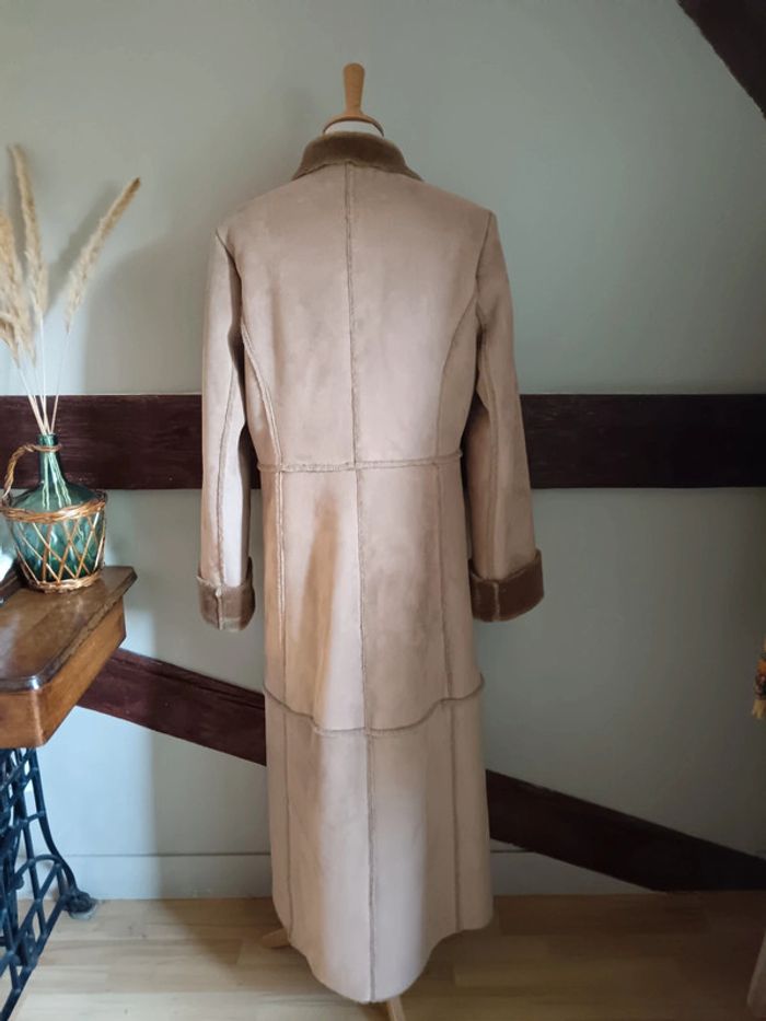 Manteau long peau lainée marron Zapa - photo numéro 6