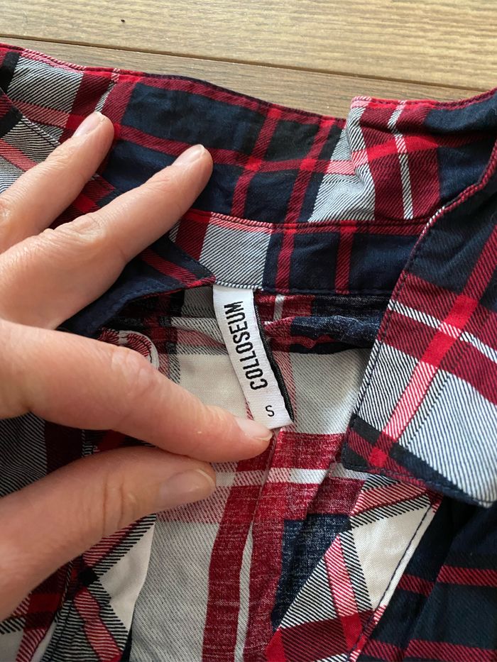 Chemise longue robe à carreaux bleu blanc rouge Ts - photo numéro 4