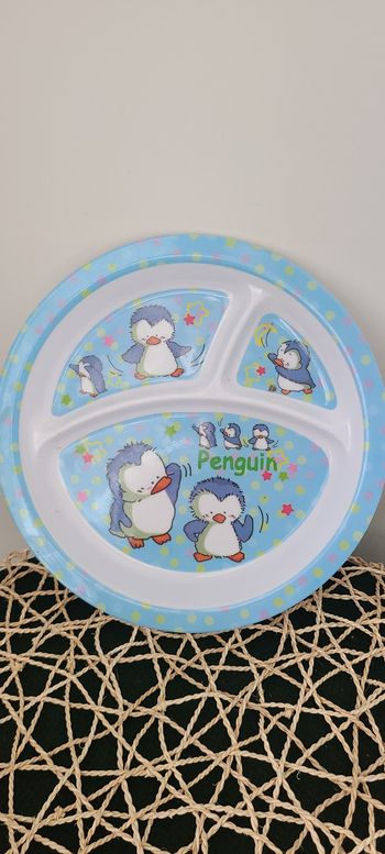 assiette enfant motif pingouin
