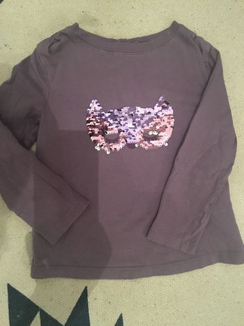 Tee-shirt violet sequins magiques Masque/DPAM/3-4ans
