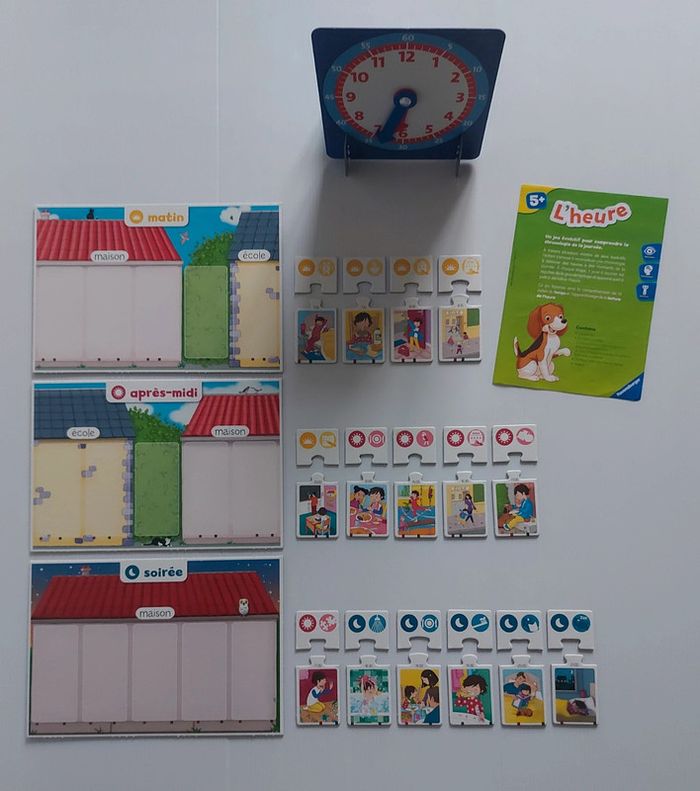 Jeu de société pour apprendre l'heure, complet et pas abîmé