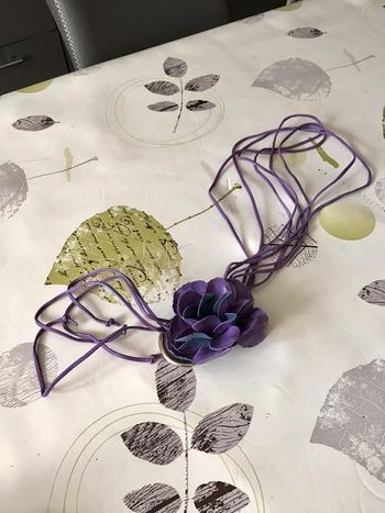 Ceinture taille unique fleur mauve et bleu