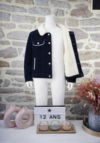 Veste en jeans côtelée bleue marine Neuve avec étiquette Fille taille XS 12 ans marque Chipie 🦜