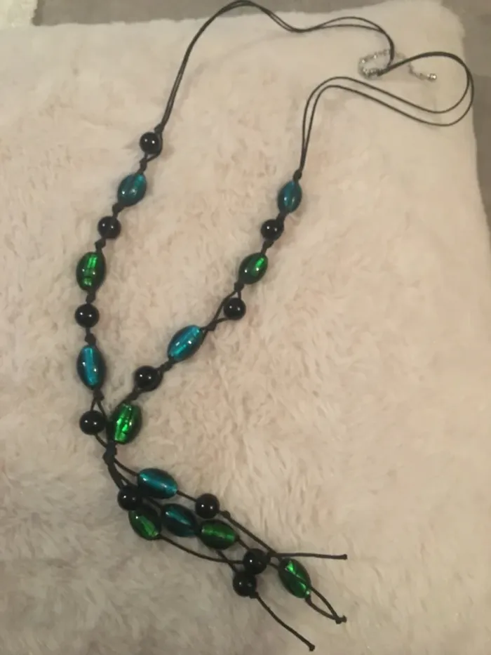 Collier vintage verre coloré - photo numéro 3