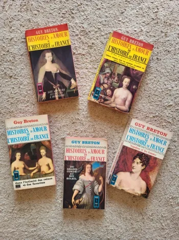Lot de 5 livres "Histoires d'amour de l'histoire de France" de Guy Breton - 1965