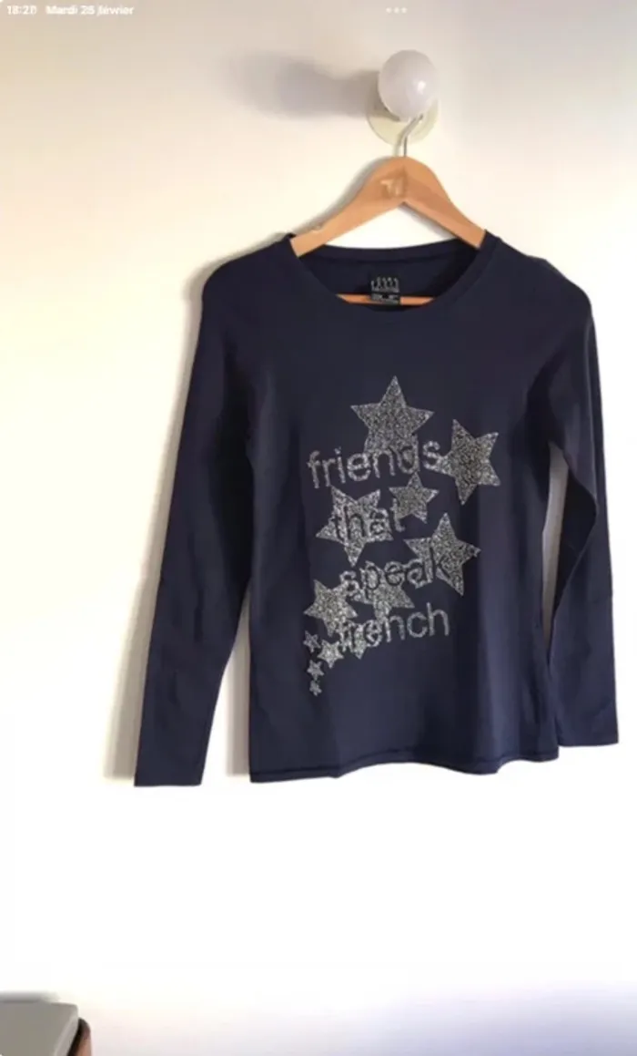 T-shirt violet Zara à strass manches longues taille 34/36