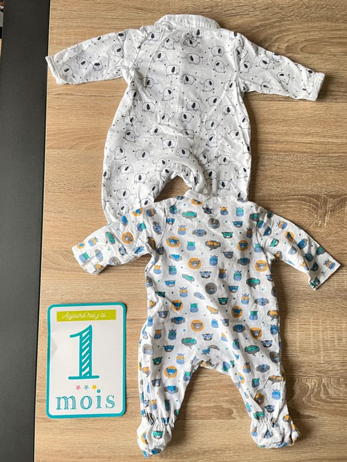 Lot de 2 pyjamas jersey t.1m - photo numéro 2