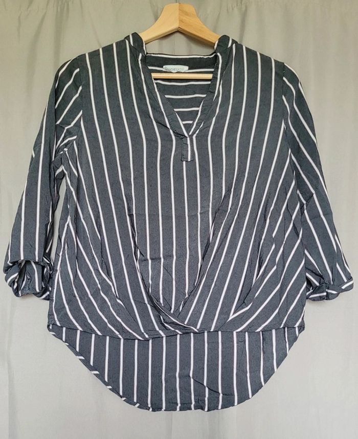 Chemisier femme gris rayé