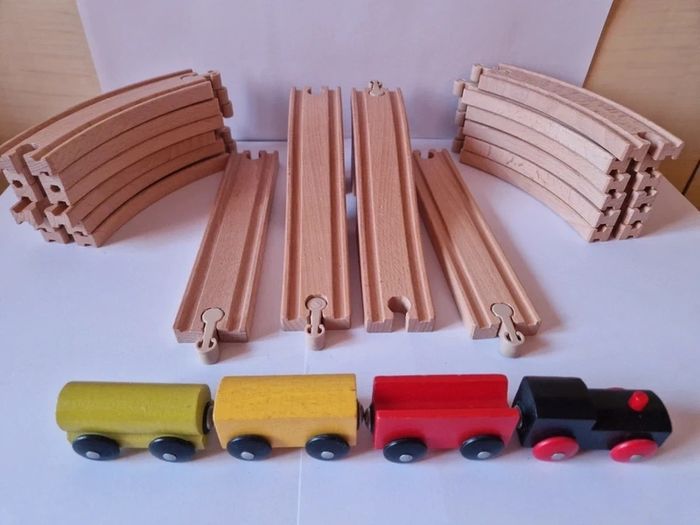 Circuit train en bois 20 pièces