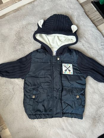 Manteau bi-matière hiver bébé garçon 3 mois