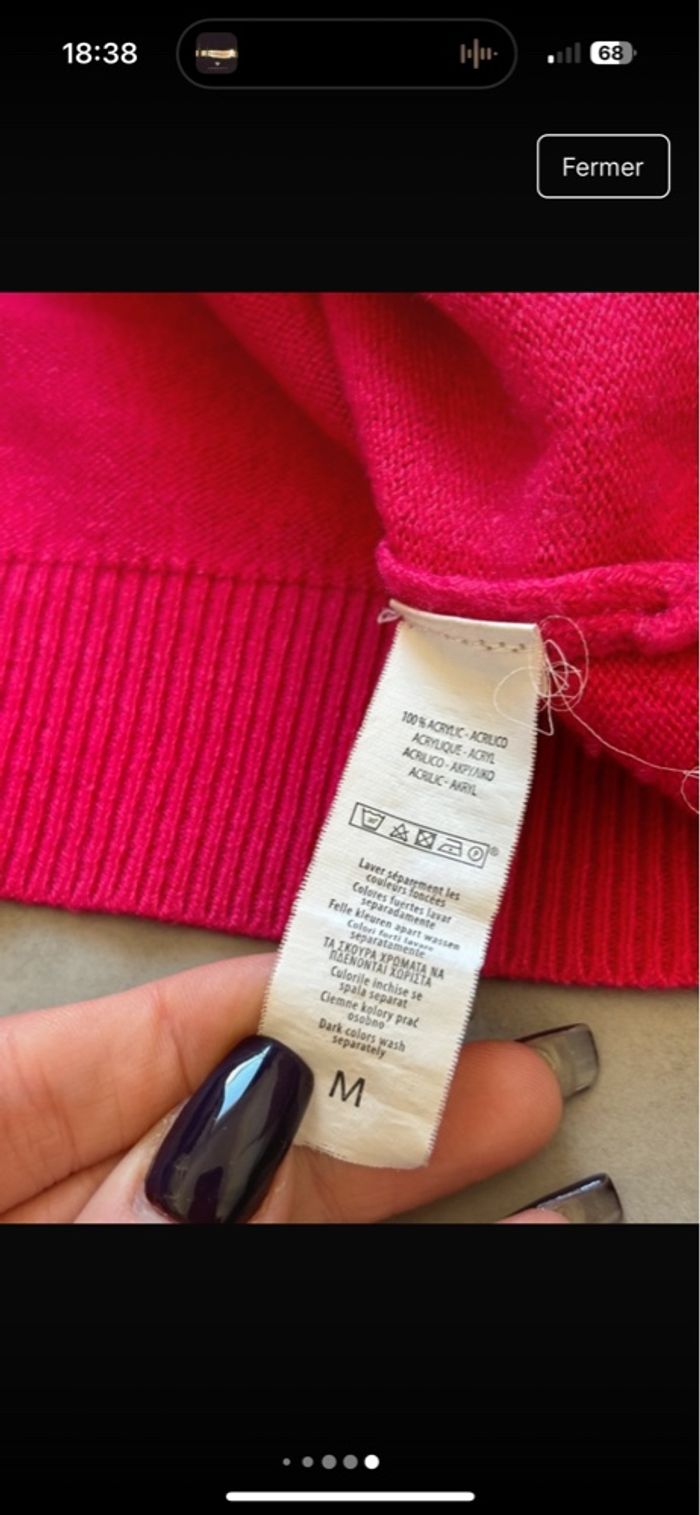 Lot deux pulls bleu marine et Fuchsia taille M - photo numéro 5