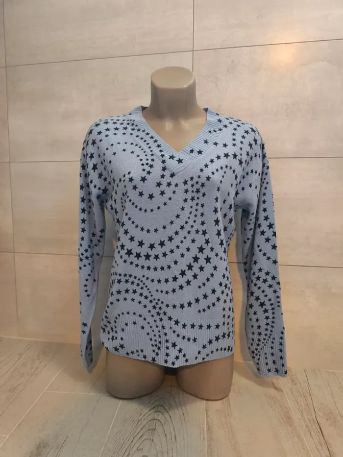 Cute blue star print jumper - M&S Collection - size L - photo numéro 2