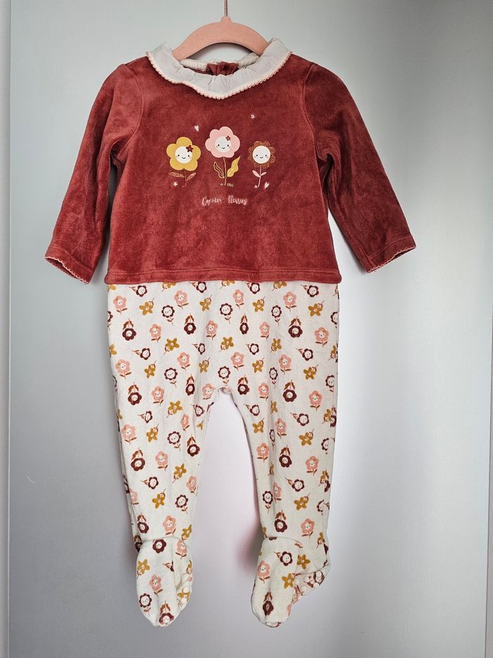 Grenouillère bébé 12 mois rose terracotta à motifs – manches longues - photo numéro 9