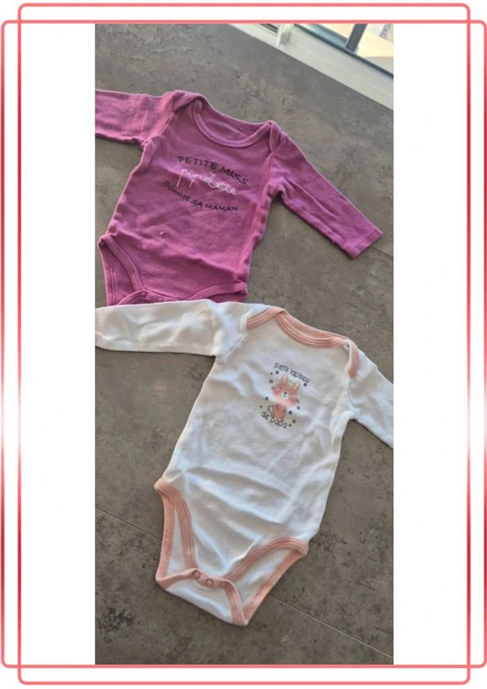 Lot de 2 bodies manches longues fille