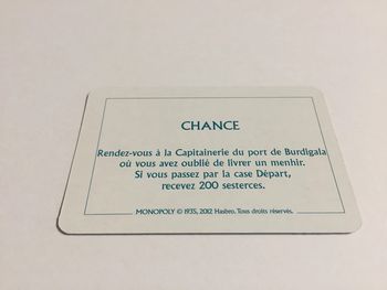 Carte chance Burdigala pièce détachée jeu de société Monopoly le tour de Gaule d'Astérix Hasbro #A53