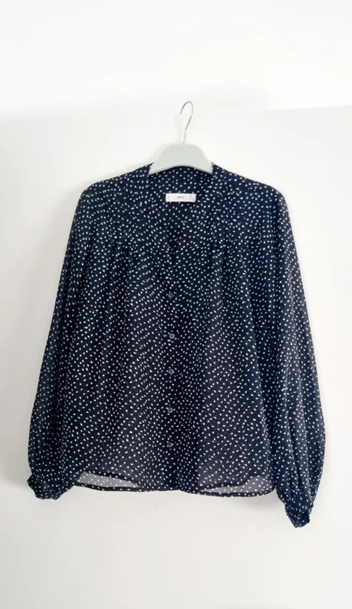 Blouse chemise noire pois blanc mango 38