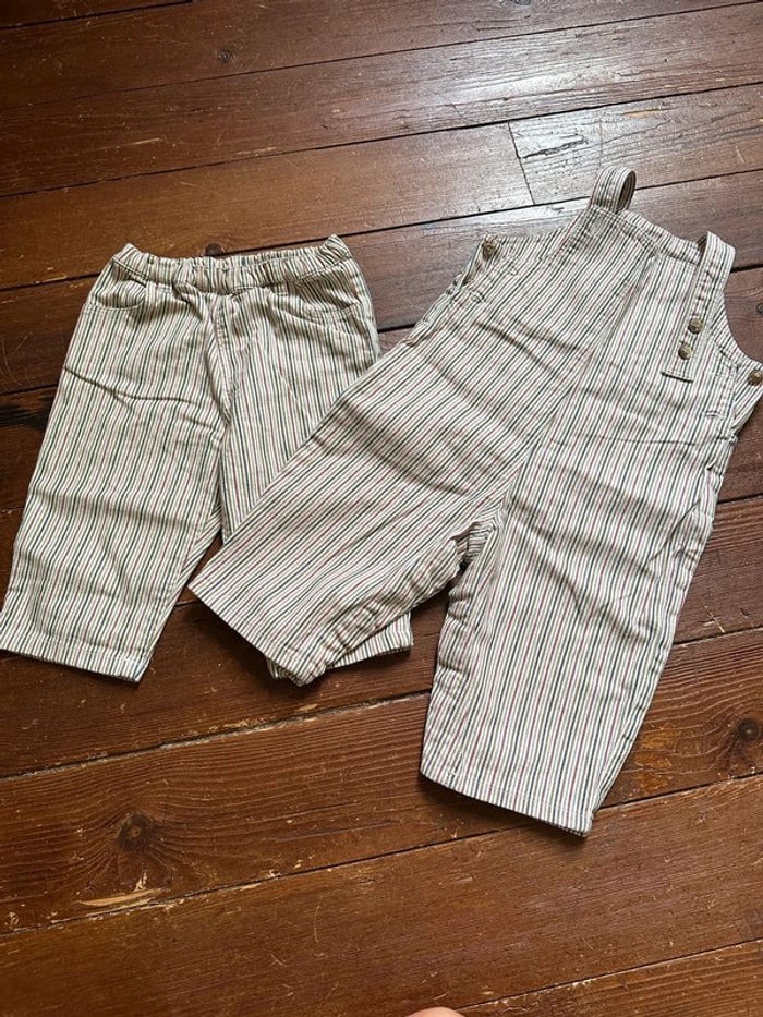 Lot pantalon+ salopette Bout’chou 6 mois rayé