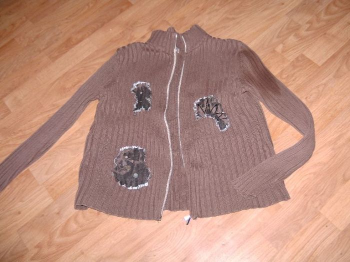 Gilet QUING marron empiècements tissu taille 38 TBE