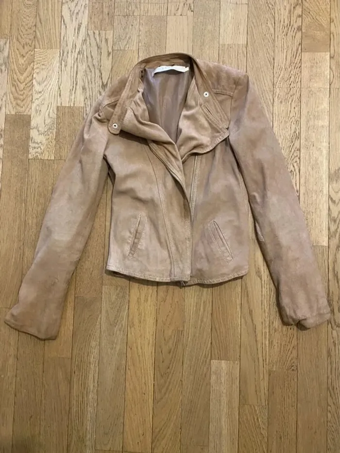 Blouson en daim beige Kaos taille 40 - photo numéro 2