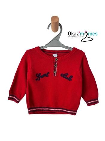 Pull coton rouge “Sport club” - Jacadi 6 mois