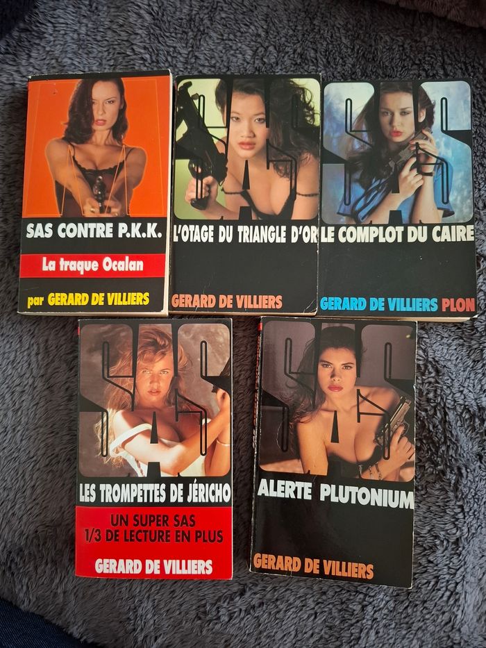 Lot de 5 romans policiers de Gérard De Villiers en bon état