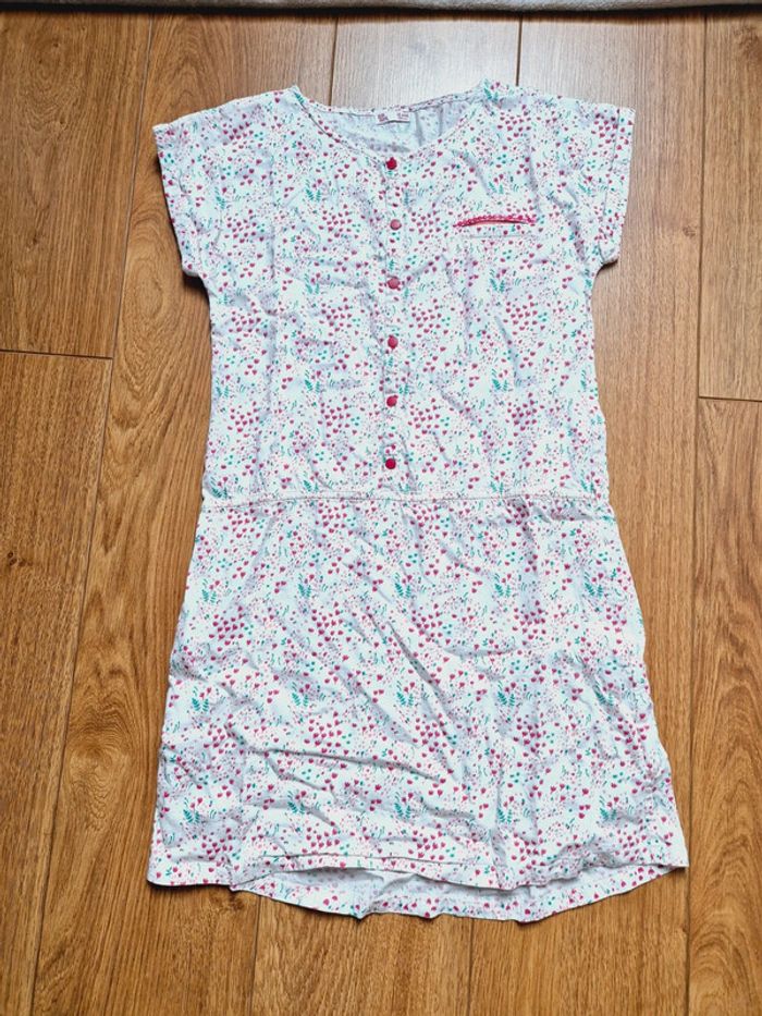Robe d été blanche multicolore rose turquoise dpam taille 12 ans