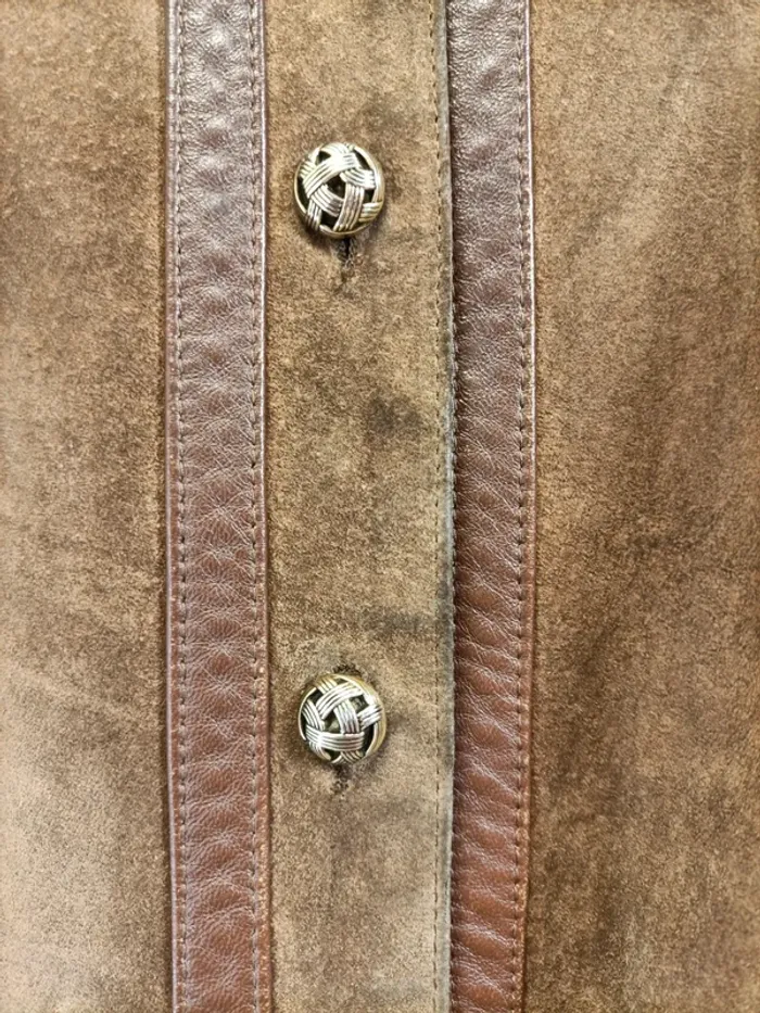 Veste courte en croûte de cuir vintage - taille 42 - tailleur Gérard Galliaerde A282 - photo numéro 7