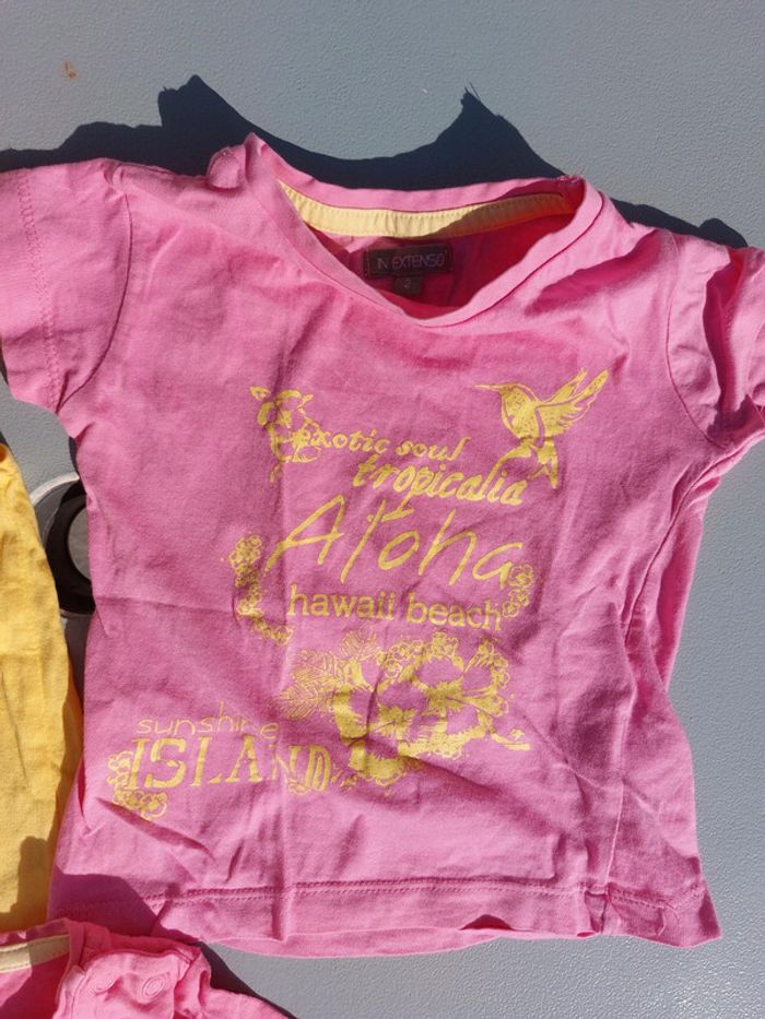 Lot 3 t-shirts rose jaune - photo numéro 4