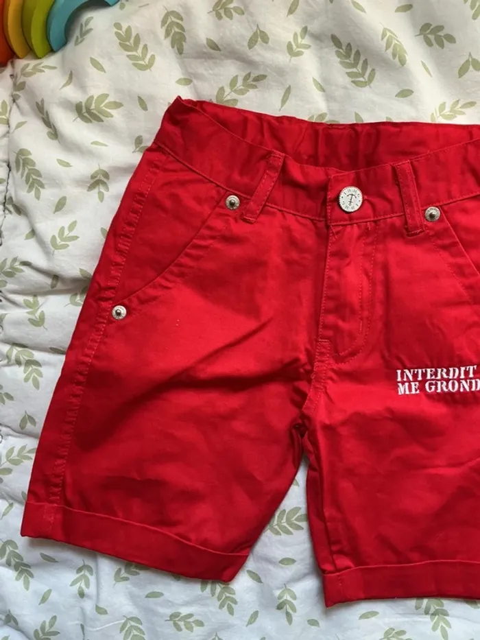short rouge interdit de me gronder taille réglable 2 ans - photo numéro 5