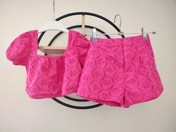 5 ans ensemble été Kiabi teeshirt croc top et short dentelle