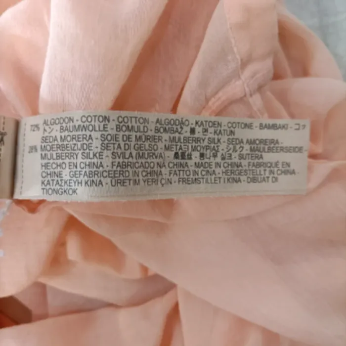 Blouse Massimo Dutti pêche en coton et soie, coupe ample fluide, taille M A1199 - photo numéro 7