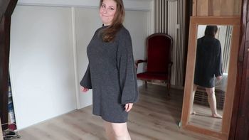 Robe grise manches longues laine Zara