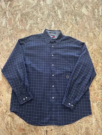 Vintage Tommy Hilfiger Plaid Shirt Size L Navy Blue Check - N14 -