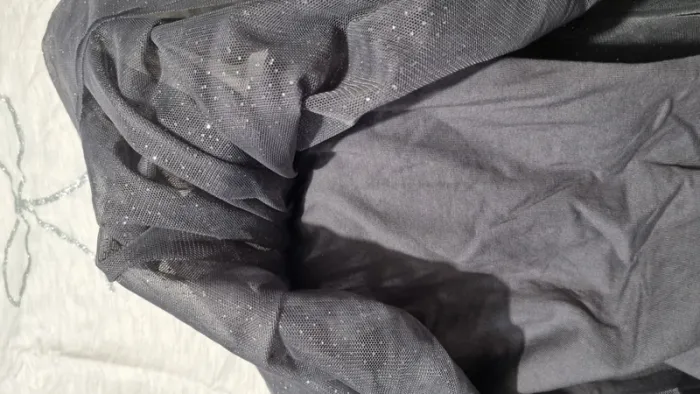 Robe gris chiné avec tulle pailletté - photo numéro 5