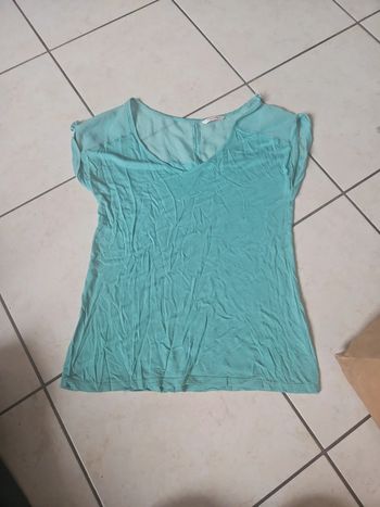 Tee-shirt camaïeu bleu turquoise taille m