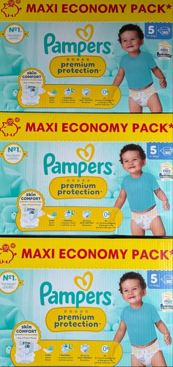 Lot de 240 couches Pampers Premium Protection - Taille 5 - 11 à 16 Kg - Neuf