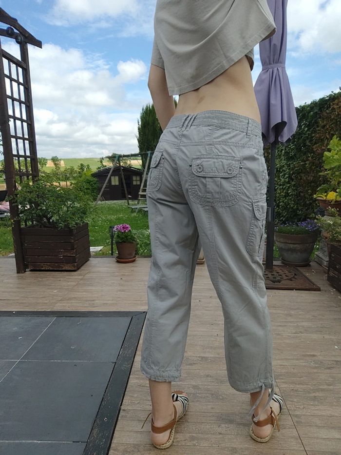 Pantacourt gris clair à lacets taille basse T40 - KWoman - photo numéro 5