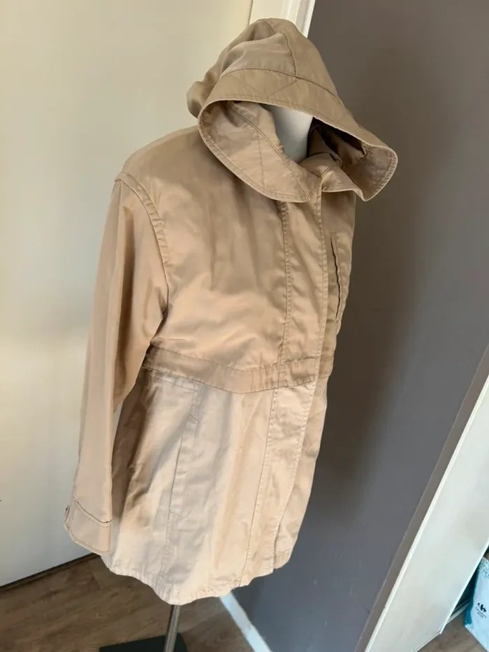 veste parka trench-coat imperméable mi longue Modèle trio, beige femme, taille 1/36 - photo numéro 2
