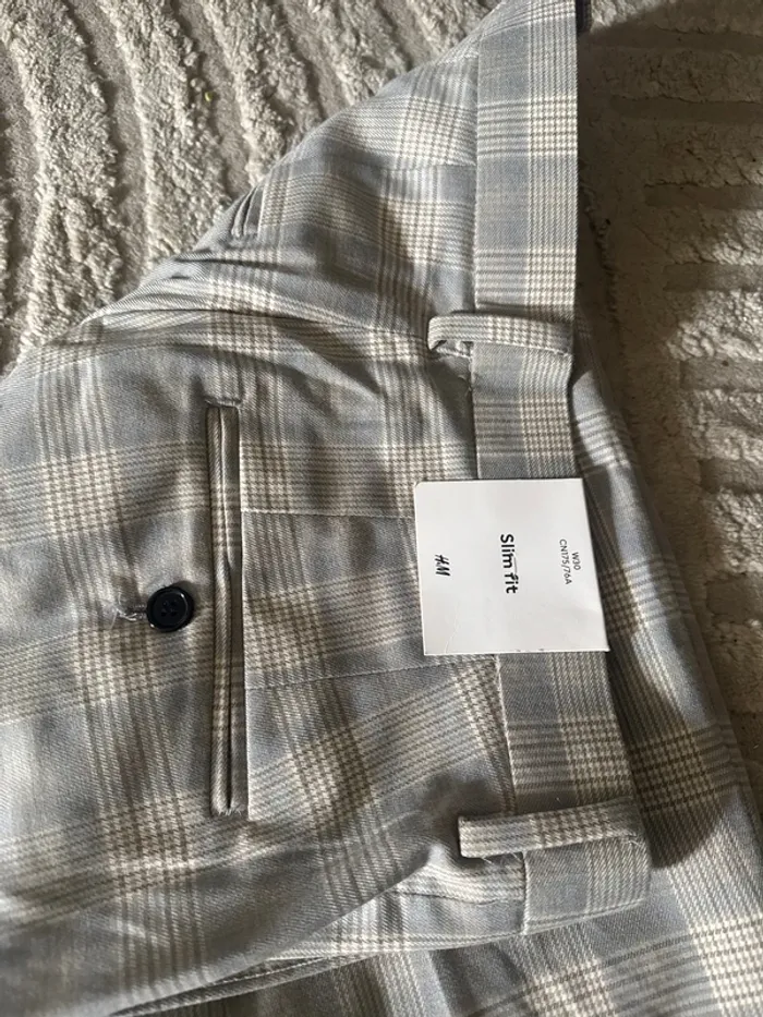 Pantalon homme H&M Slim Fit à carreaux – Neuf avec étiquette - photo numéro 4