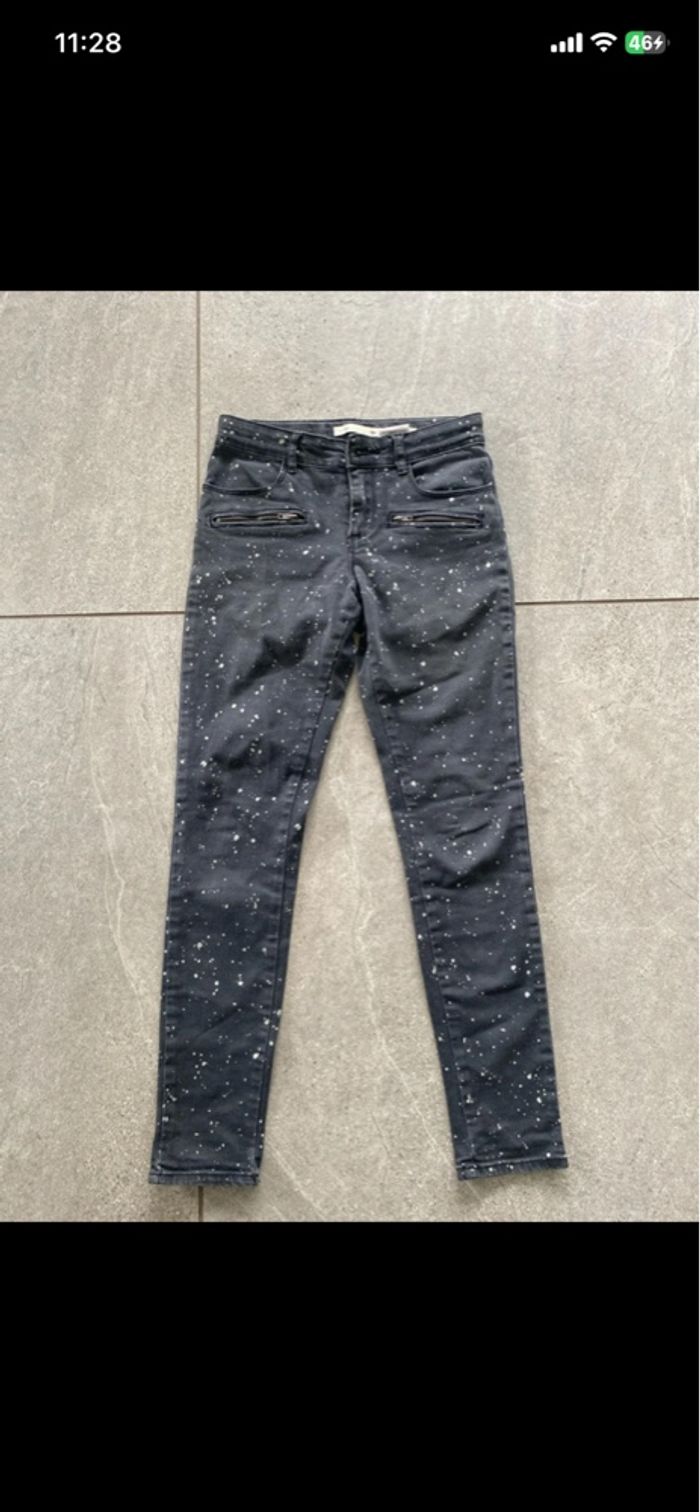 Jean skinny IKKS Gris foncé moucheté Taille 12 ans - photo numéro 2