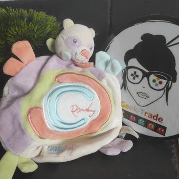 Doudou plat panda mauve vert blanc orange Pandy Baby nat bn889