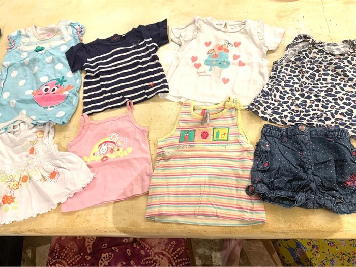 Lot ensemble vêtements bébé fille 6 mois été
