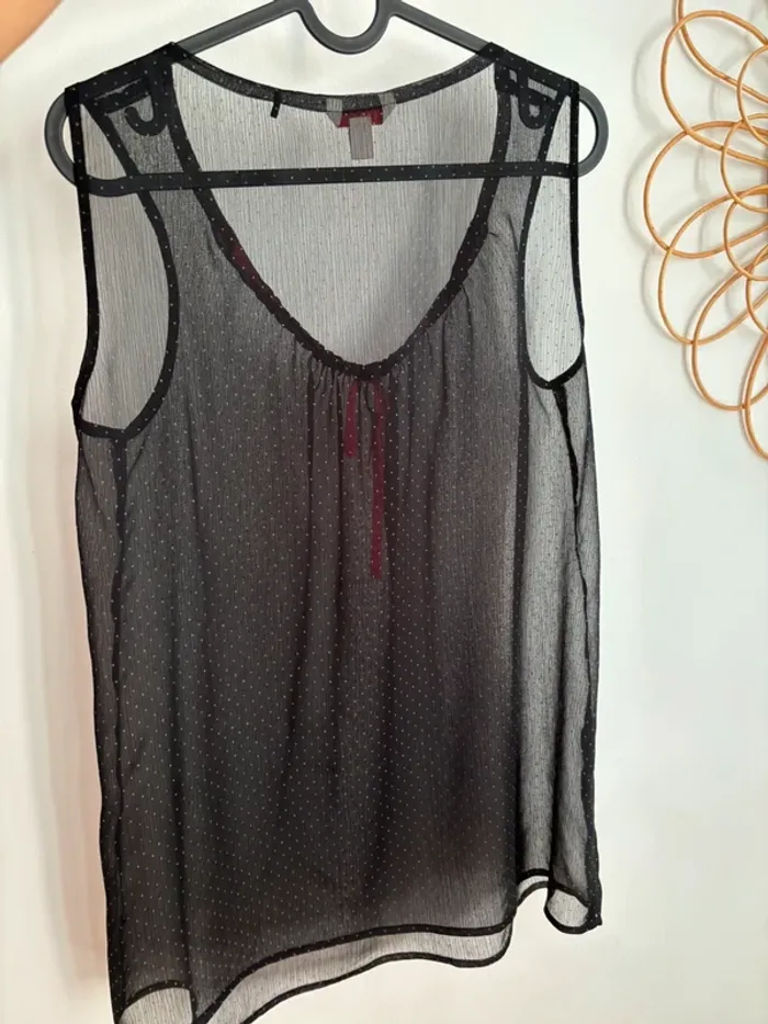 Blouse transparente noire effet nuisette Esprit - Esprit transparent nightie effect blouse - photo numéro 2