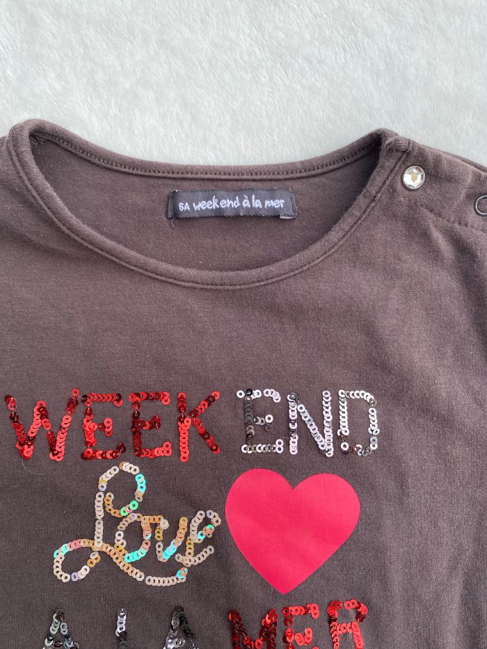 T-shirt ML Weekend à la mer 6ans sequins - photo numéro 2