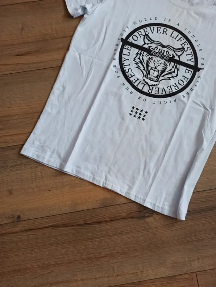 Tee shirt blanc homme tête de tigre L - photo numéro 4