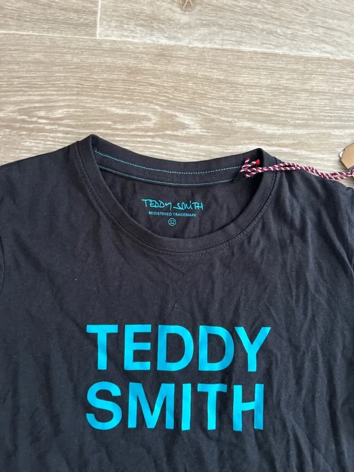 T-shirt noir logo bleu Teddy Smith 12ans - photo numéro 2