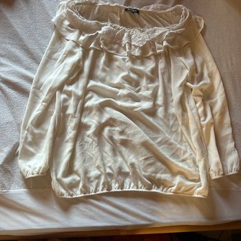 Pull léger blanc unis à dentelle