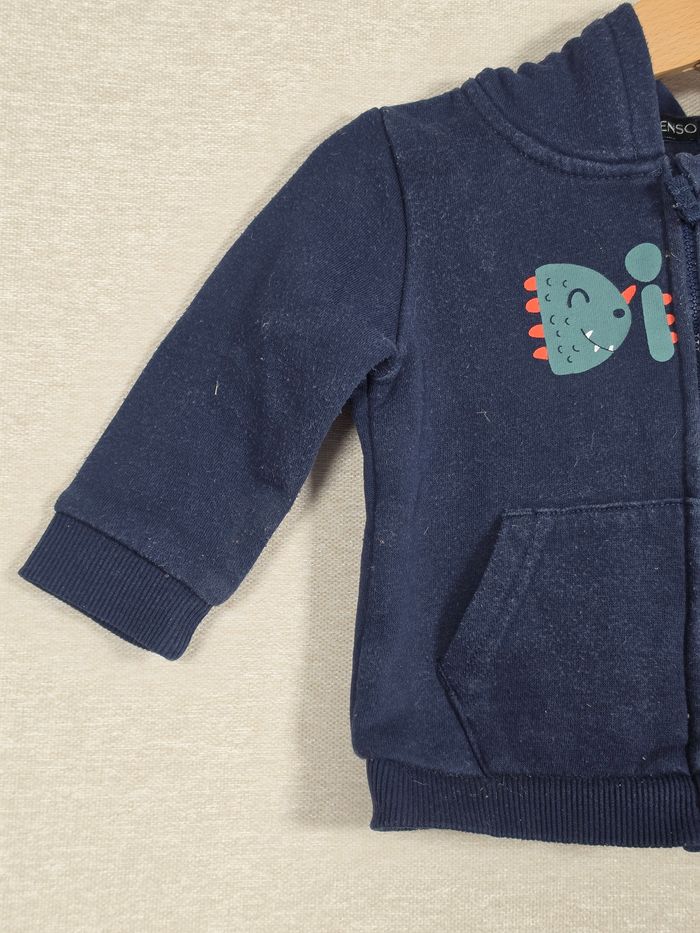 Gilet zippé à capuche dinosaures In Extenso 74 cm - photo numéro 2
