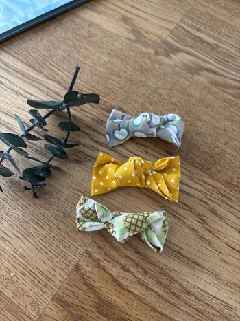 Lor de 3 barrettes noeud tissu